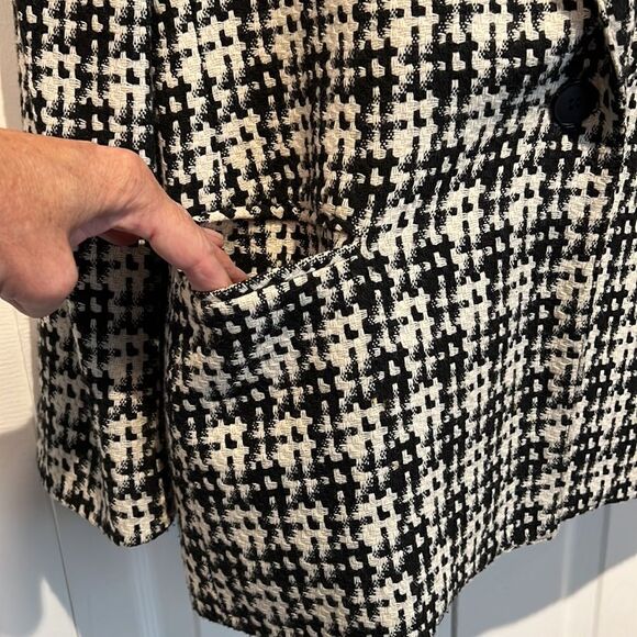 Sterling Stall Sport‎ Wool Blend Leather Collar Black/White Blazer Size 14P - Picture 6 of 16